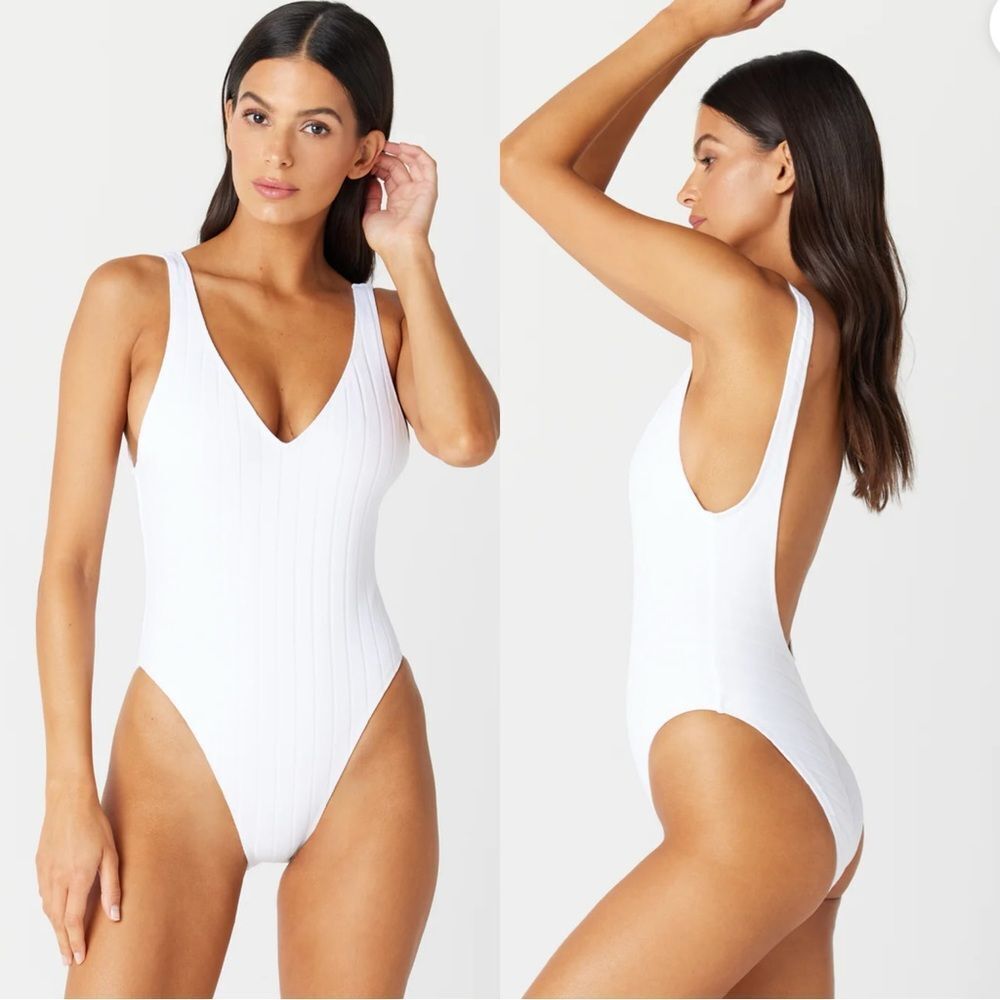 New GIGI C Paisley One Piece White Ribbed one piece swimsuit